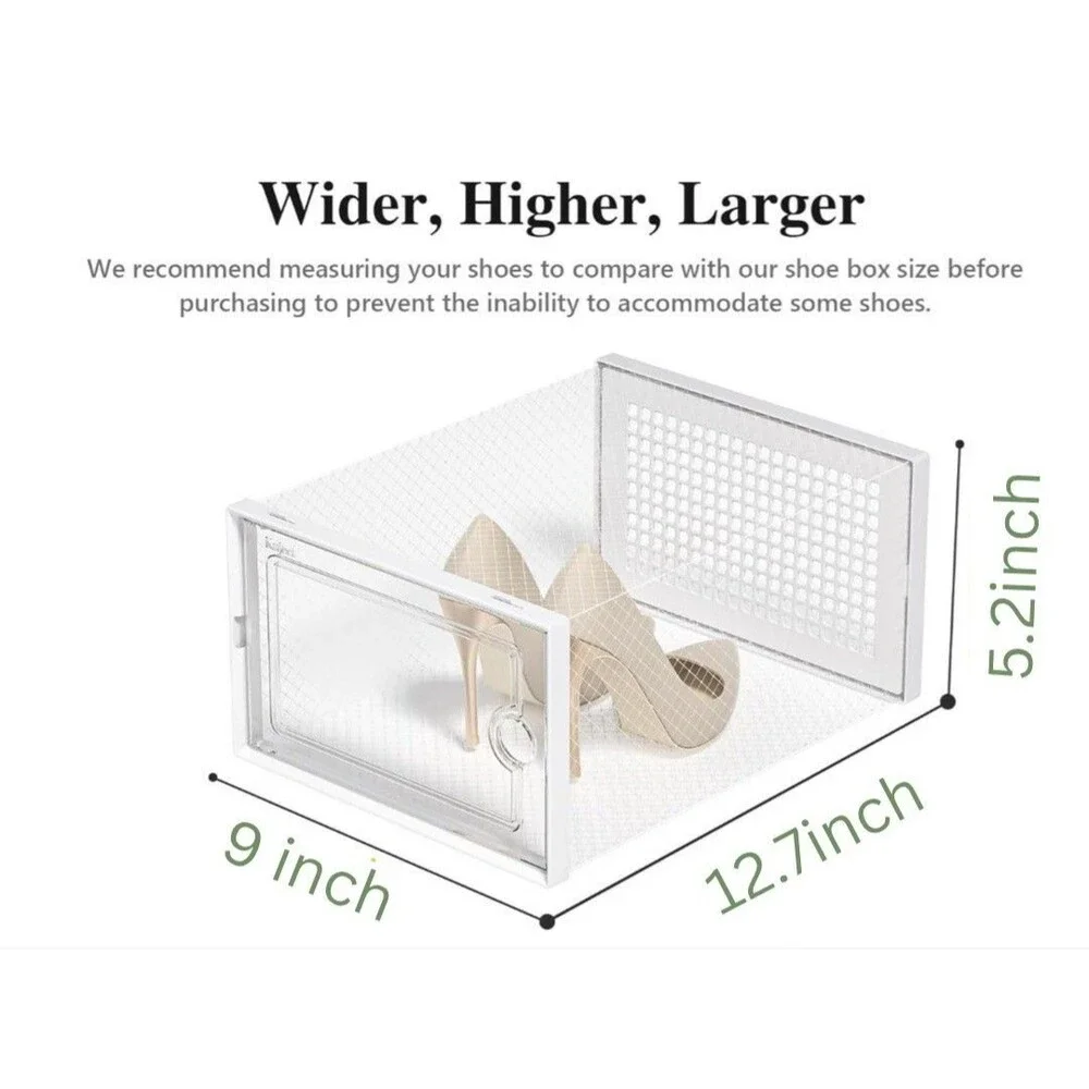 12pk Clear Shoe Storage Boxes Stackable Organizer size L